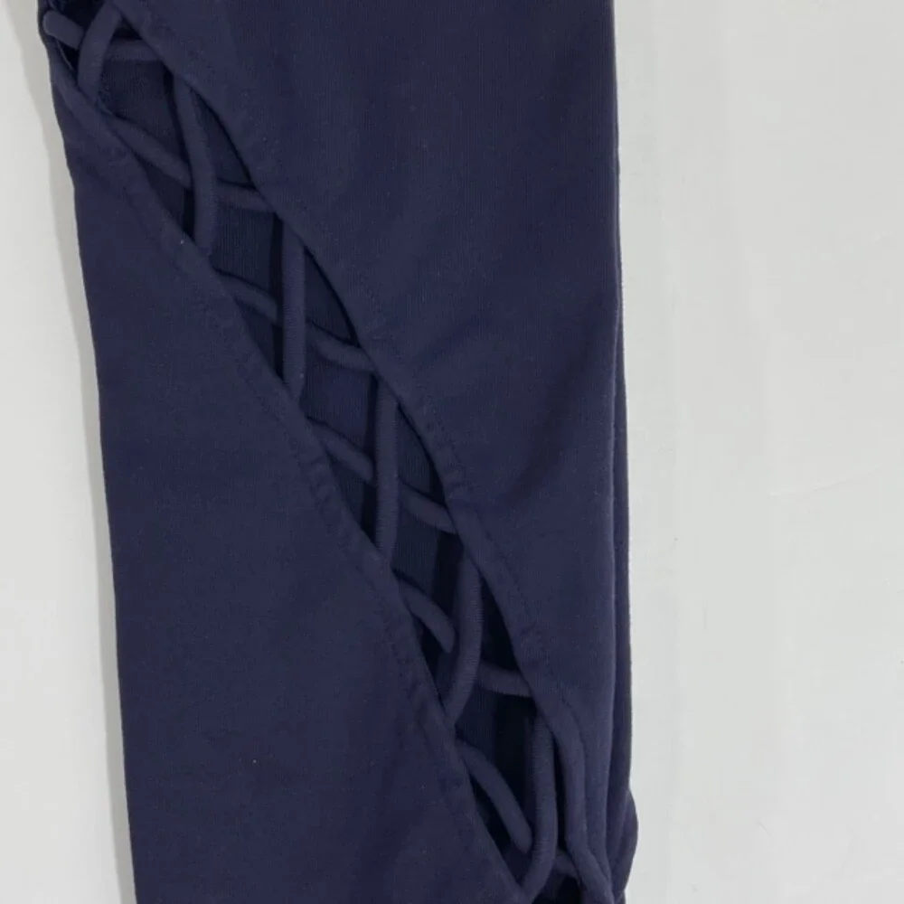 Alo Yoga Entwine Leggings Size XS Rich‎ Navy Blue Cut Out Mid Rise Athletic